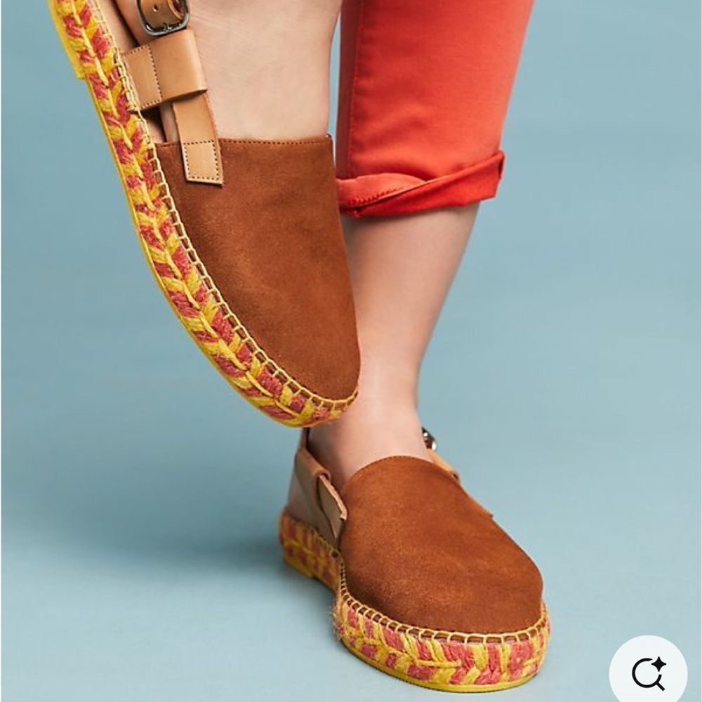Anthropologie Tan Espadrilles with Colorful Sole